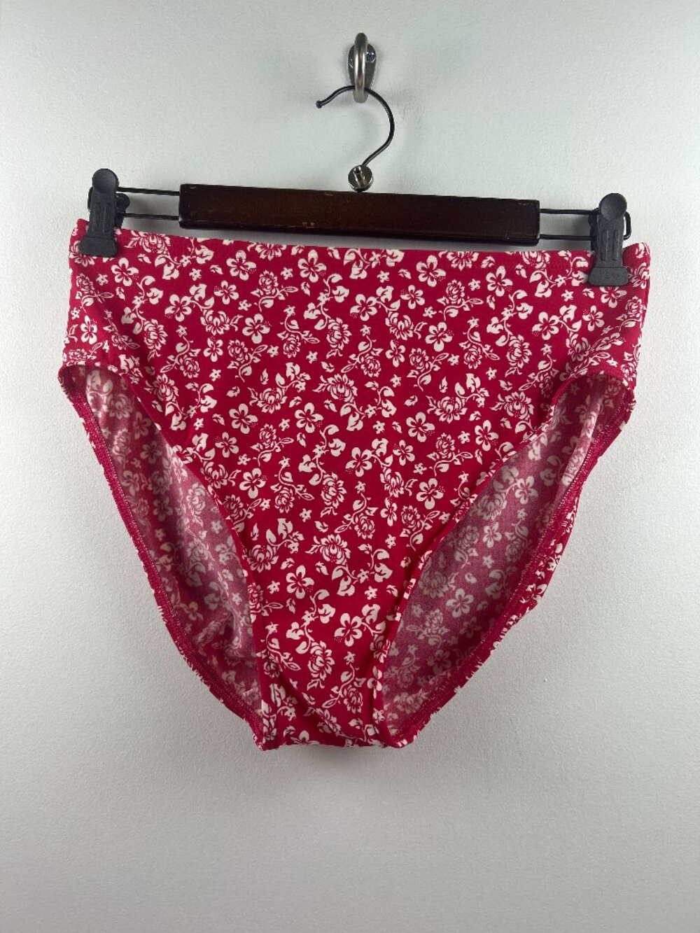 Lands' End Red Floral Swim Bikini Bottom Size 12
